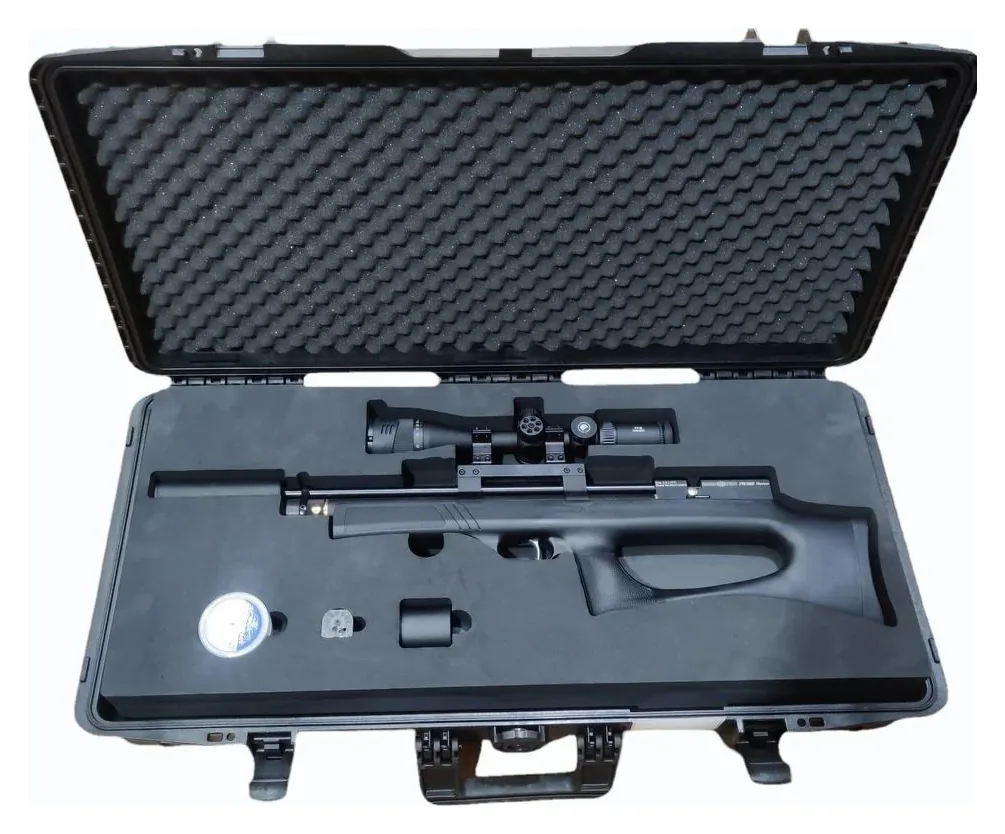 Hard case with rifle and accessories